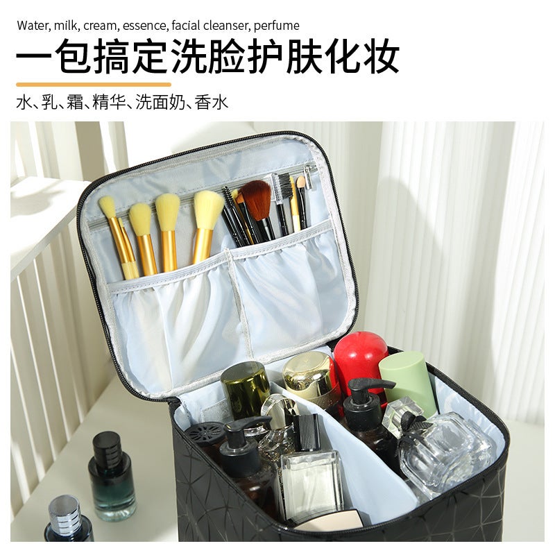 Double-Layer Manicure Storage Heightened Cosmetic Bag Quilted Cosmetic Bag Large Capacity Toiletry Bag Nail Polish Cosmetics Bag - Image 3